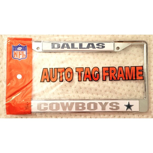 Vintage NOS NFL Dallas Cowboys Logo Metal License Plate Frame - Picture 1 of 3